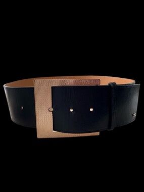 Elisabetta Franchi Black Faux Leather Wide Belt Size 38 XS/S Made in Italy
